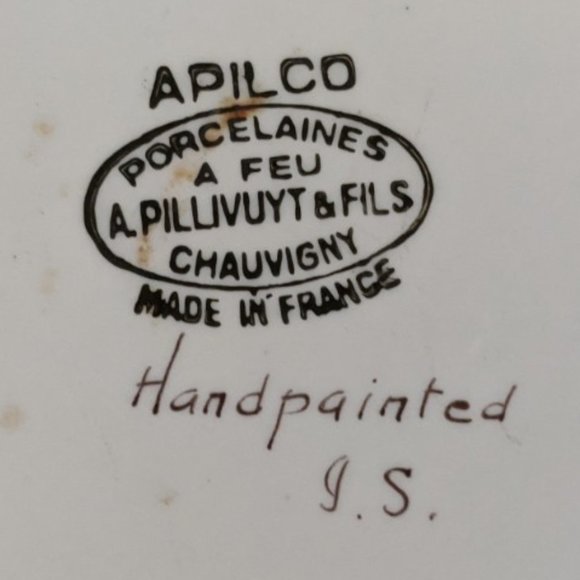 Apilco France Handpainted Set of 4 Dish Signed - Picture 4 of 4
